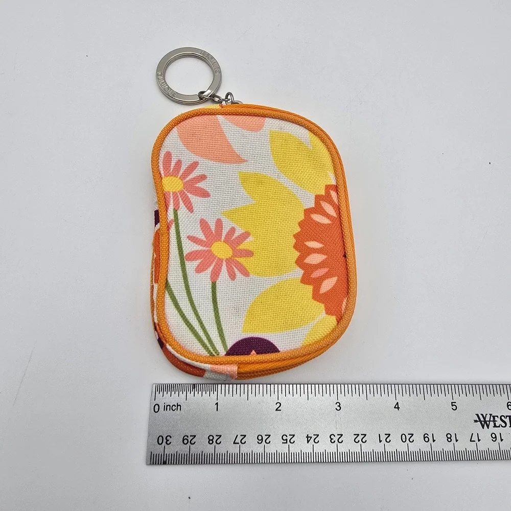 Clinique‎ Floral Print Zipper Pouch Keychain Coin Purse Cosmetic Bag